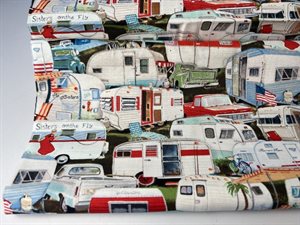 Patchwork stof - Elizabeth's studio, vintage trailers